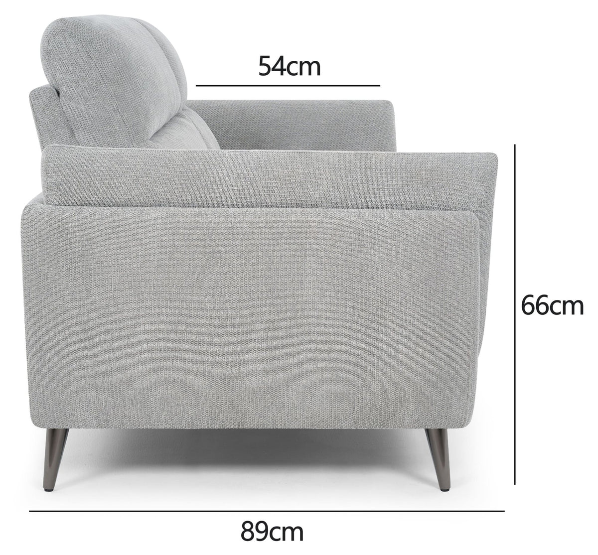 Light Grey Fabric 3 Seater Cushion Back Sofa Nickel Legs