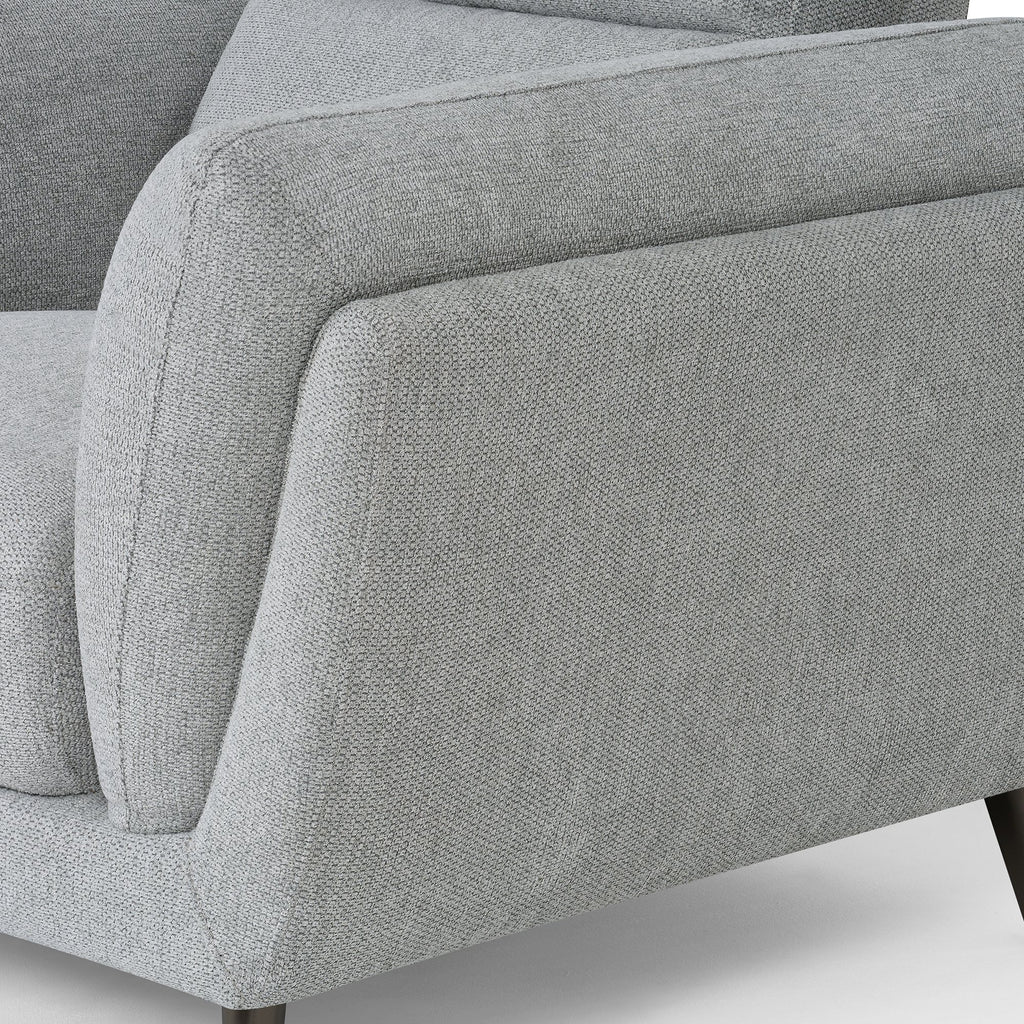 Light Grey Fabric 3 Seater Cushion Back Sofa Nickel Legs