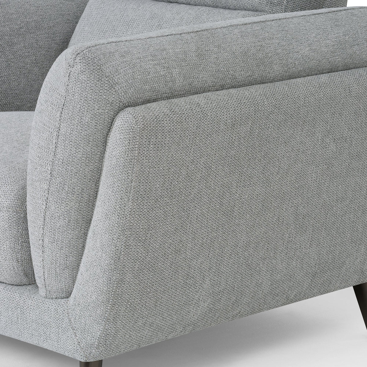 Light Grey Fabric 3 Seater Cushion Back Sofa Nickel Legs