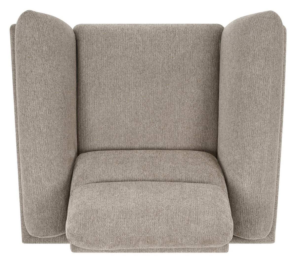 Oatmeal fabric upholstered Bentley Designs armchair with nickel legs, easy lounge chair with padded seat and backrest.