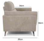 Oatmeal fabric upholstered Bentley Designs armchair with nickel legs, stylish easy chair for living room relaxation.