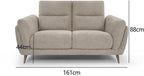 Bentley Designs oatmeal fabric 2 seater sofa with cushion back and nickel legs, modern and comfortable living room furniture.