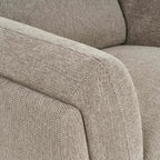 Bentley Designs oatmeal fabric 2 seater sofa with cushion back and nickel legs, stylish and comfortable living room furniture.