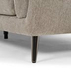 Bentley Designs oatmeal fabric 2-seater sofa with cushion back and nickel legs, modern and comfortable living room furniture.