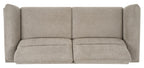 Bentley Designs oatmeal fabric 3-seater sofa with cushion back and nickel legs, stylish and comfortable living room furniture.