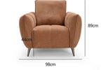 Bentley Designs terracotta fabric cushion back armchair with nickel legs, easy lounge chair with padded seat and stylish design.