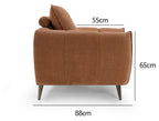 Bentley Designs terracotta fabric cushion back armchair with nickel legs, stylish easy lounge chair for modern living spaces