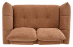 Bentley Designs terracotta fabric 2 seater sofa with cushion back and nickel legs, showcasing a modern and comfortable living room piece.
