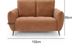 Bentley Designs terracotta fabric 2-seater sofa with cushion back and nickel legs, stylish and comfortable living room furniture.