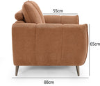 Bentley Designs terracotta fabric 2 seater sofa with cushion back and nickel legs, stylish and comfortable for living room seating.