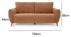 Bentley Designs terracotta fabric 3-seater sofa with cushion back and nickel legs, showcasing a modern living room setup