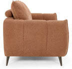 Bentley Designs terracotta fabric 3-seater sofa with cushion back and nickel legs, stylish and comfortable living room furniture.