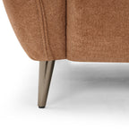 Bentley Designs terracotta fabric 3-seater sofa with cushion back and nickel legs, showcasing comfortable seating and stylish design.