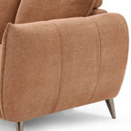 Bentley Designs terracotta fabric 3-seater sofa with cushion back and nickel legs, showcasing a stylish living room setup.