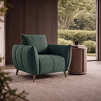 Mint Green Fabric Cushion Back Armchair Nickel Legs