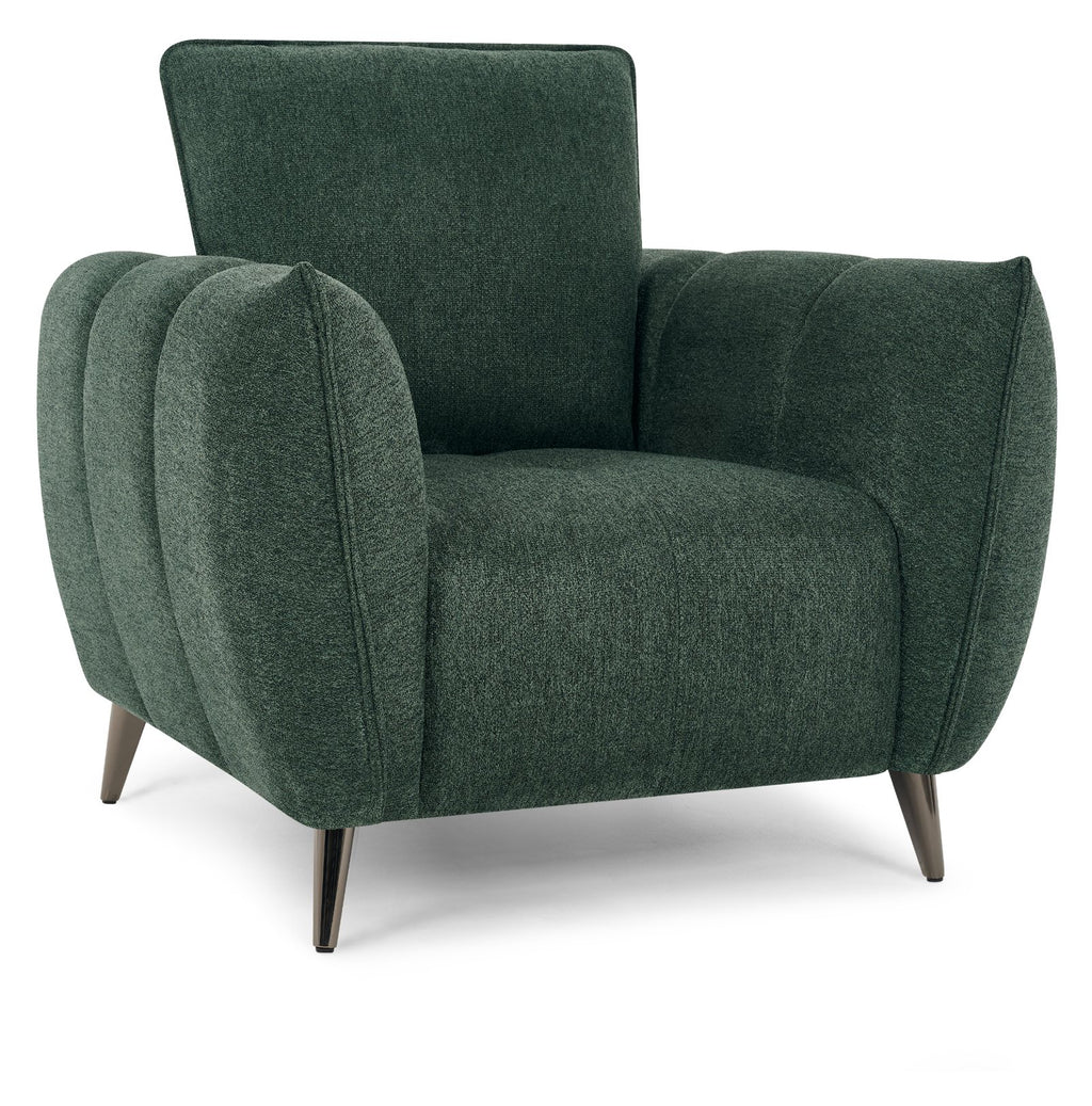 Mint Green Fabric Cushion Back Armchair Nickel Legs