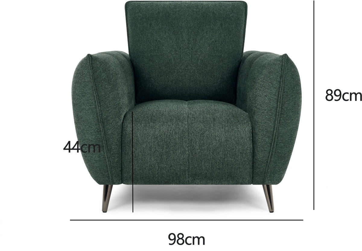 Mint Green Fabric Cushion Back Armchair Nickel Legs