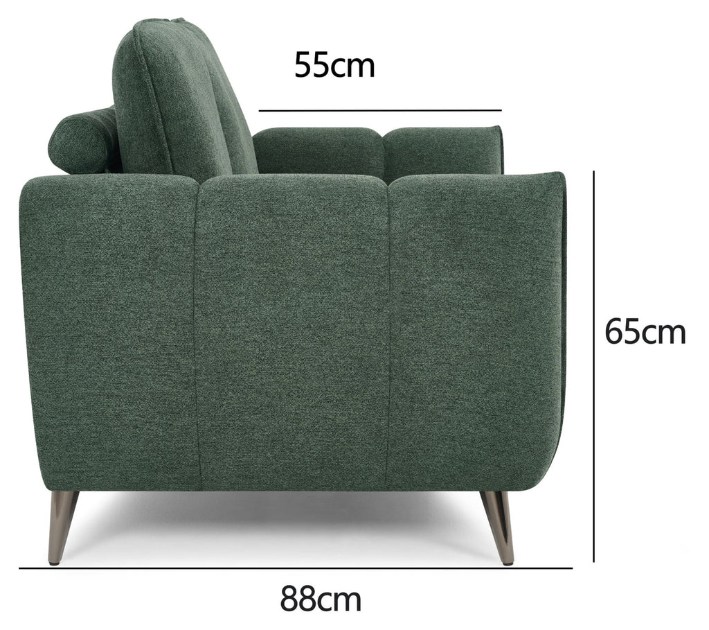 Mint Green Fabric Cushion Back Armchair Nickel Legs