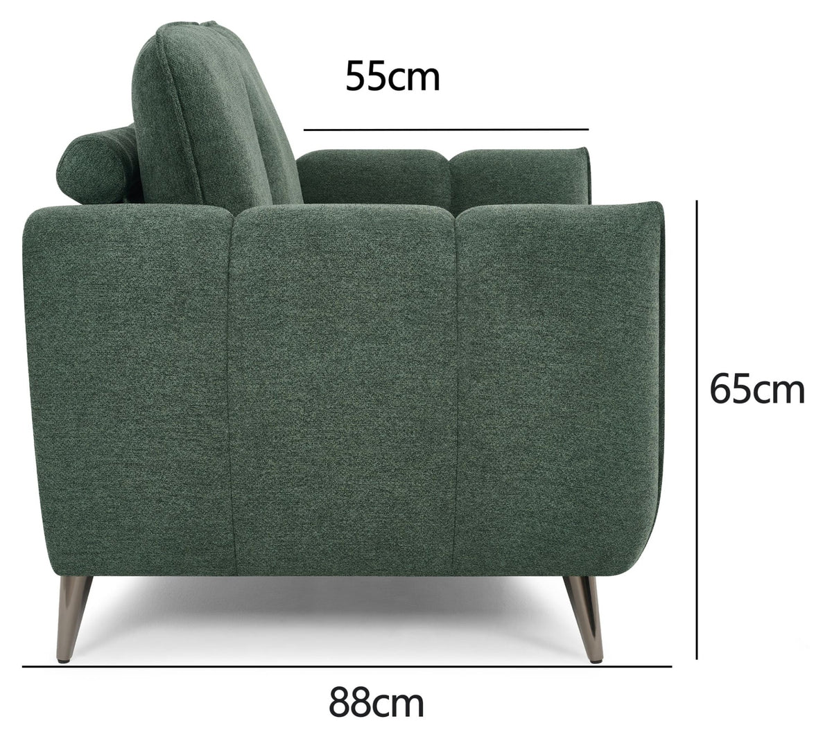 Mint Green Fabric Cushion Back Armchair Nickel Legs