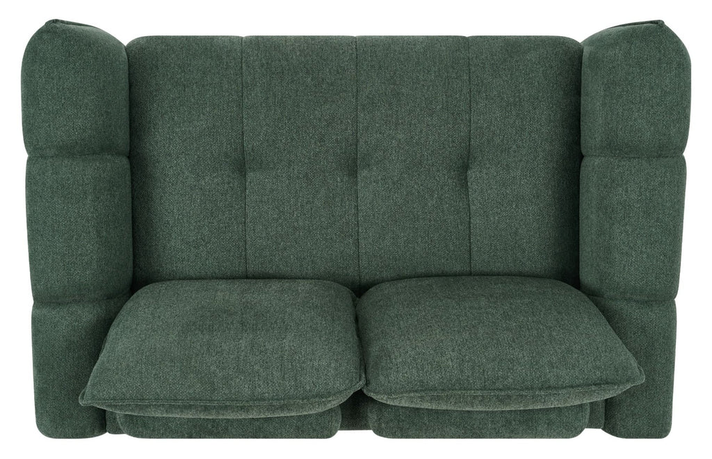 Mint green fabric 2-seater sofa with cushion back and nickel legs by Bentley Designs, showcasing a modern, comfortable seating option.