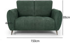 Mint green fabric 2-seater sofa with cushion back and nickel legs from Bentley Designs.