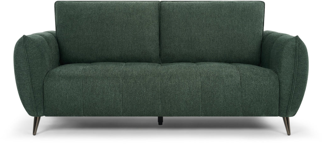 Mint green fabric 3 seater sofa with cushion back and nickel legs by Bentley Designs.