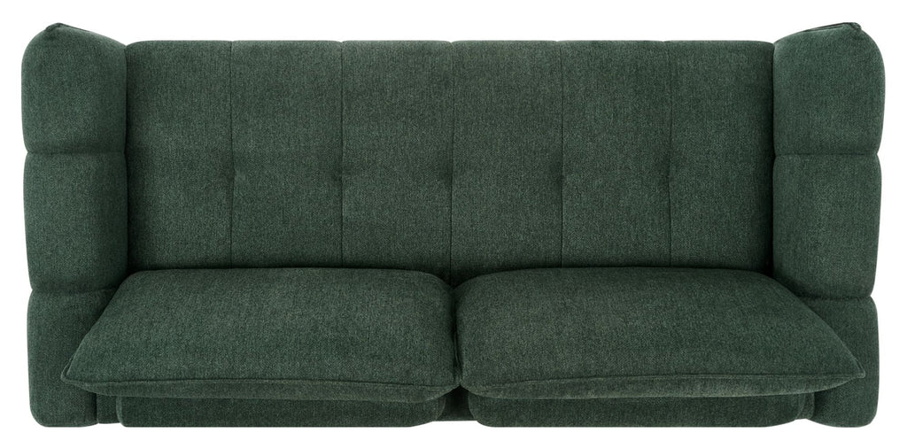 Mint green fabric 3-seater sofa with cushion back and nickel legs by Bentley Designs, showcasing the comfortable seating and stylish details.