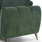 Mint green fabric 3 seater sofa with cushion back and nickel legs by Bentley Designs.