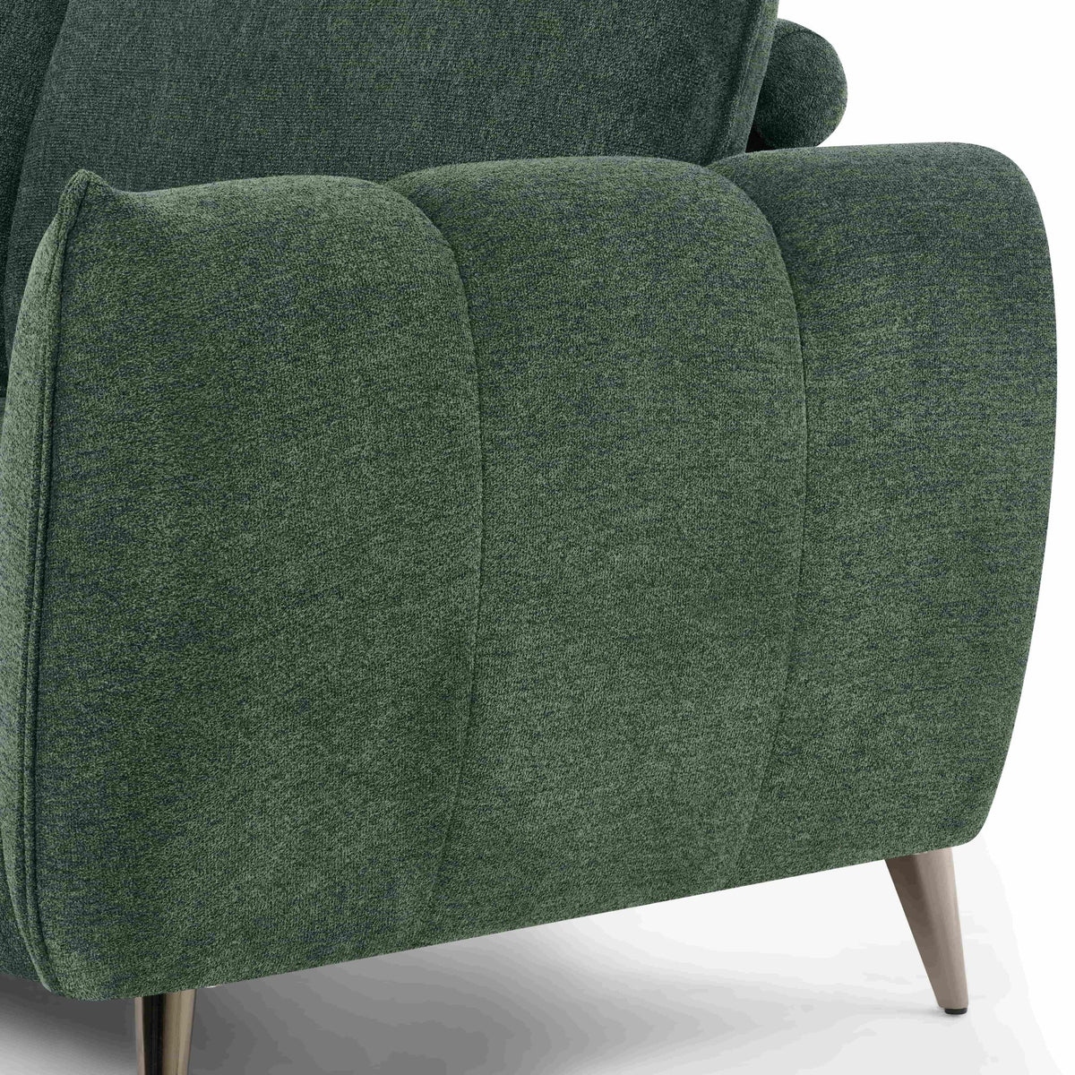 Mint green fabric 3 seater sofa with cushion back and nickel legs by Bentley Designs.