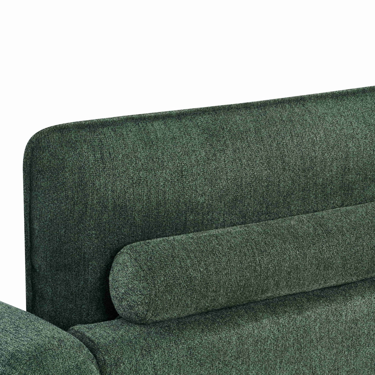 Mint green fabric 3 seater sofa with cushion back and nickel legs by Bentley Designs.