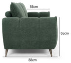Mint green fabric 3 seater sofa with cushion back and nickel legs by Bentley Designs.