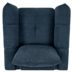 Teal blue fabric armchair with cushion back and nickel legs, Bentley Designs lounge chair for living room comfort.