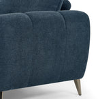 Teal blue fabric armchair with cushion back and nickel legs, designed for lounge and easy seating by Bentley Designs
