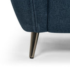 Bentley Designs teal fabric 2 seater sofa with cushion back and nickel legs, ideal for modern living rooms.