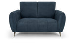 Bentley Designs teal fabric 2-seater sofa with cushion back and nickel legs, ideal for modern living rooms.