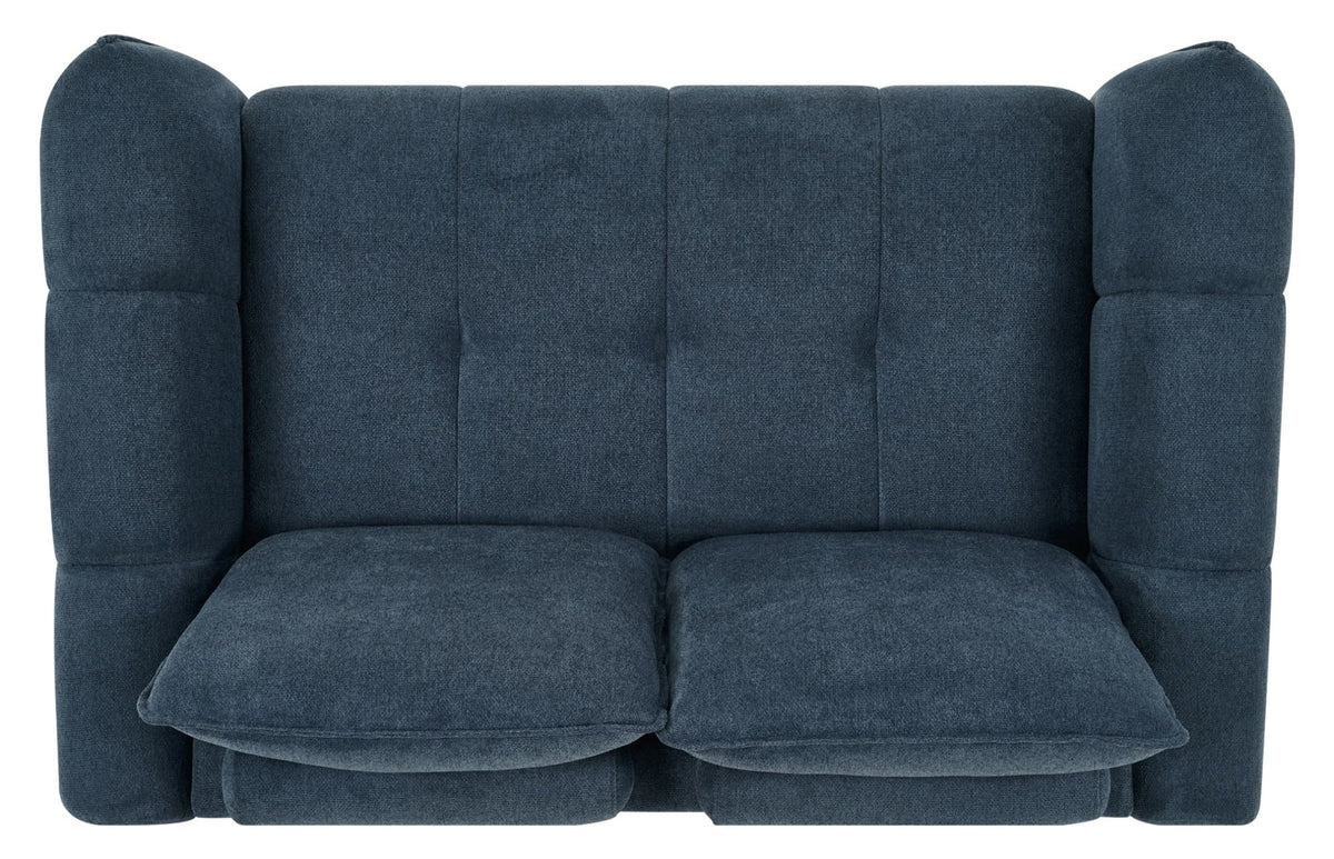 Teal fabric 2-seater sofa with cushion back and nickel legs by Bentley Designs, showcasing its stylish and comfortable design.