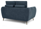 Bentley Designs teal fabric 2-seater sofa with cushion back and nickel legs, showcasing a modern and comfortable seating option.