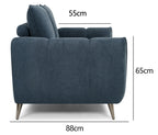 Bentley Designs teal fabric 2-seater sofa with cushion back and nickel legs, perfect for modern living room seating.