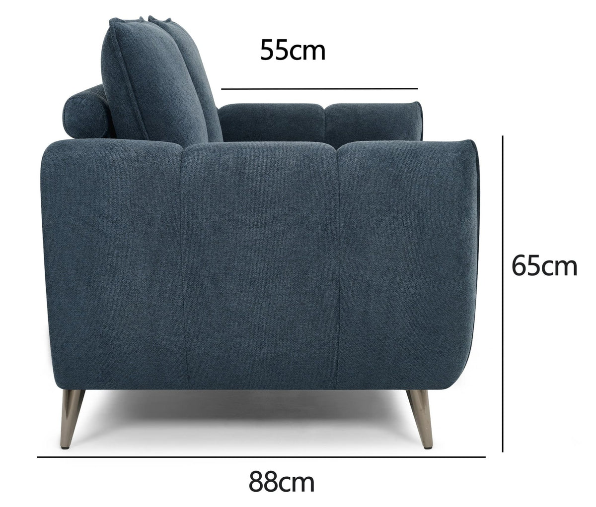 Bentley Designs teal fabric 2-seater sofa with cushion back and nickel legs, perfect for modern living room seating.