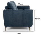 Bentley Designs teal fabric 3 seater sofa with cushion back and nickel legs, showcasing modern living room furniture.