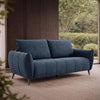 Bentley Designs teal fabric 3 seater sofa with cushion back and nickel legs, showcasing a modern, comfortable living room seating option.