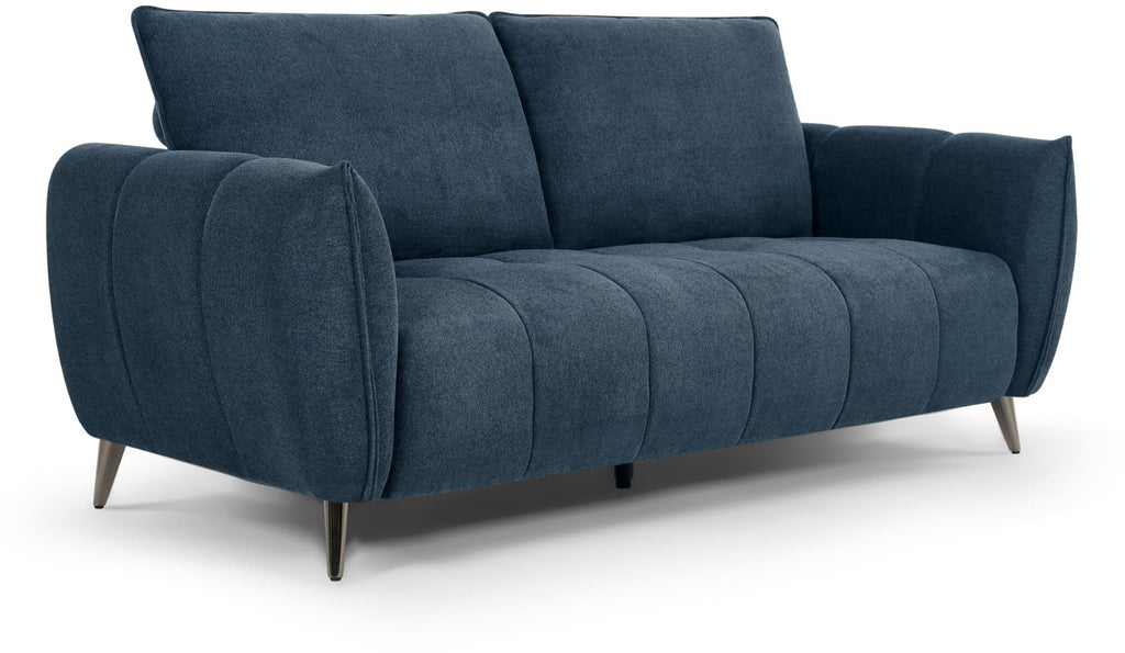 Teal fabric 3-seater sofa with cushion back and nickel legs by Bentley Designs, showcasing the stylish and comfortable living room furniture.
