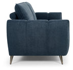 Bentley Designs teal fabric 3-seater sofa with cushion back and nickel legs, showcasing a modern, comfortable living room piece.