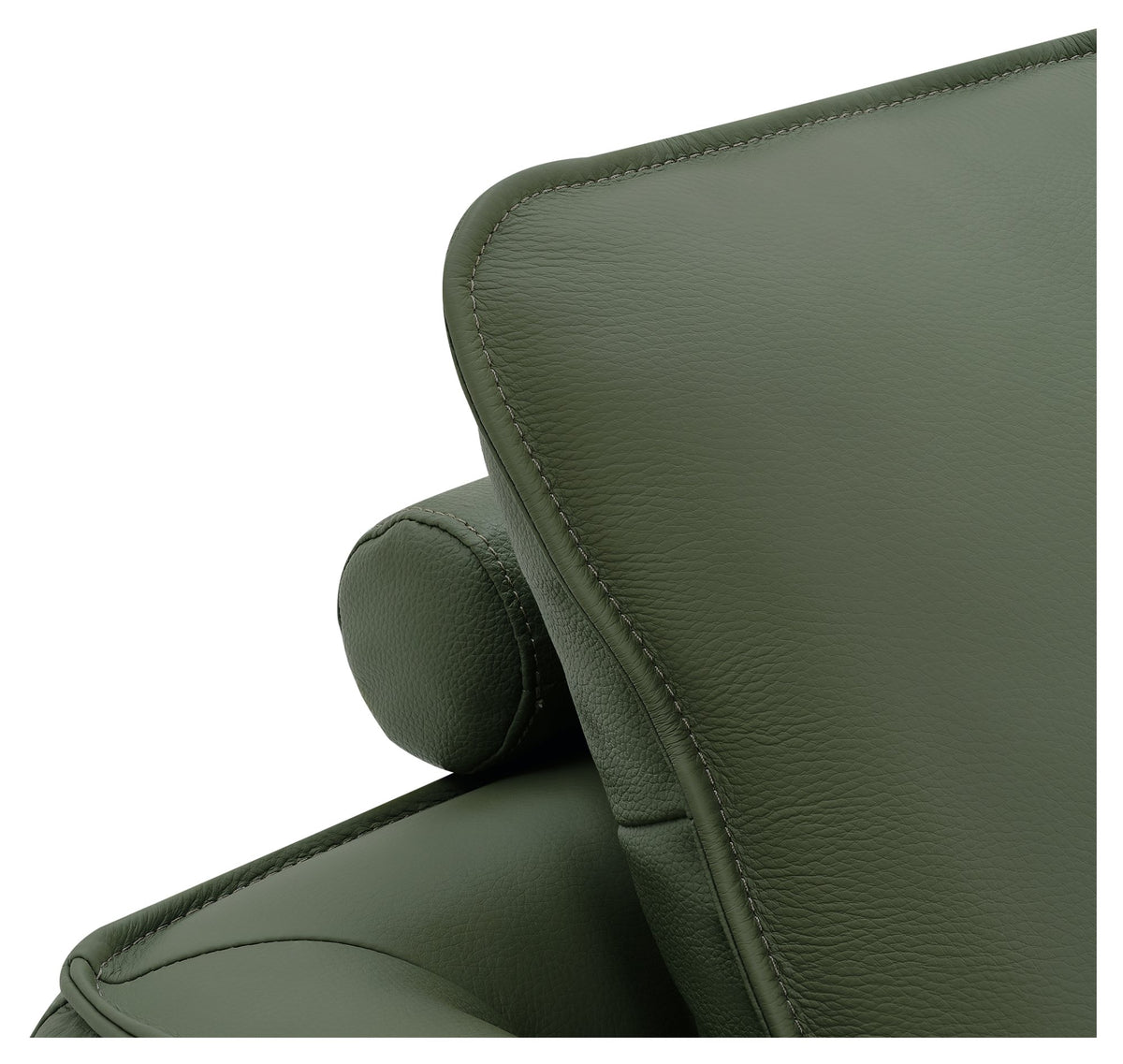 Green leather armchair with cushion back and nickel legs, Bentley Designs lounge chair, stylish and comfortable seating.