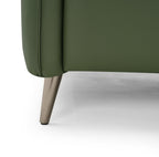 Green Leather 2 Seater Cushion Back Sofa Nickel Legs