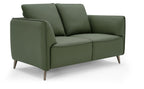 Green Leather 2 Seater Cushion Back Sofa Nickel Legs