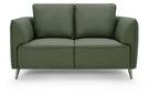 Green Leather 2 Seater Cushion Back Sofa Nickel Legs