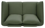 Green Leather 2 Seater Cushion Back Sofa Nickel Legs