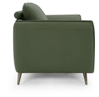 Green Leather 2 Seater Cushion Back Sofa Nickel Legs