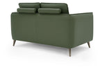 Green Leather 2 Seater Cushion Back Sofa Nickel Legs